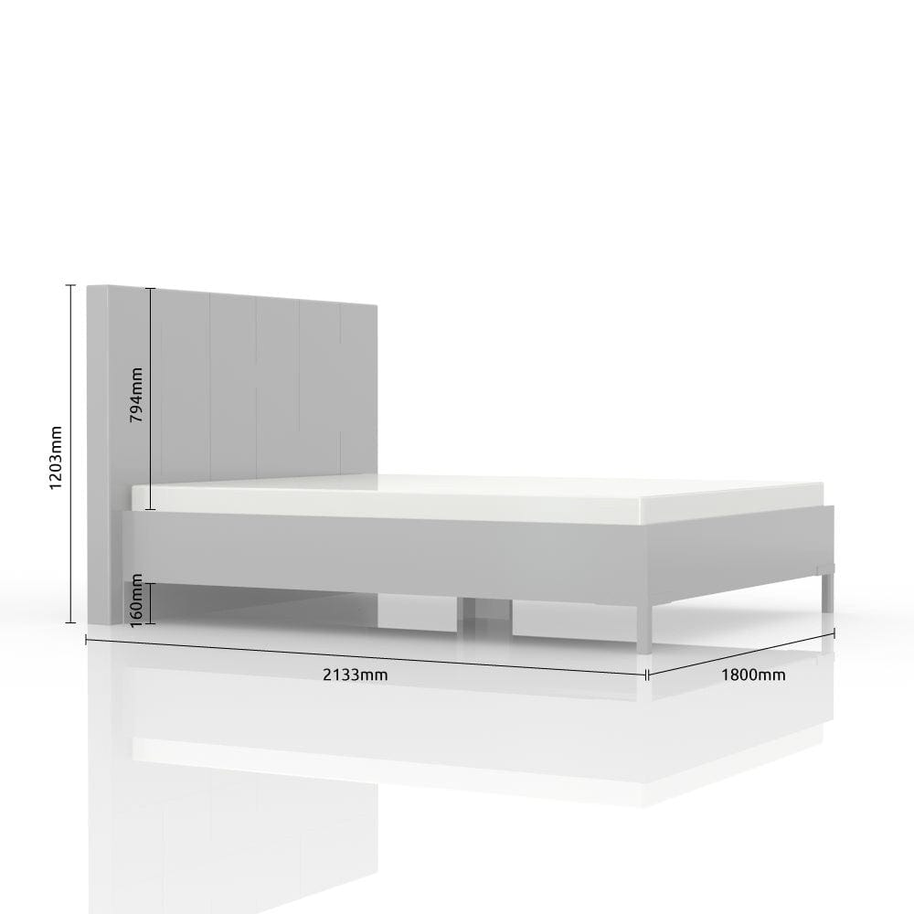 Set Mobila Dormitor din pal si piele ecologica, cu pat 200 x 160 cm, 4 piese Piano PK281-OG/PN Bej (6)