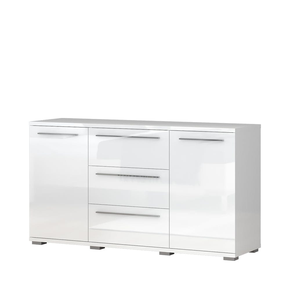 Set Mobila Dormitor din pal si piele ecologica, cu pat 200 x 160 cm, 5 piese Piano PK231/PN Alb (3)