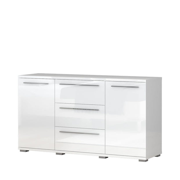 Set Mobila Dormitor din pal si piele ecologica, cu pat 200 x 160 cm, 5 piese Piano PK231/PN Alb (3)