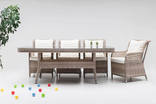 Asir Set mobilier gradina / terasa Cenova 8 Crem, masa + 8 fotolii, L160xl90xH80 cm