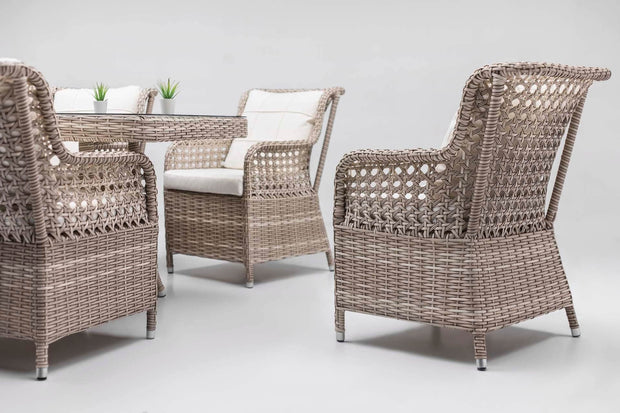 Set mobilier gradina / terasa Cenova 8 Crem, masa + 8 fotolii, L160xl90xH80 cm (1)