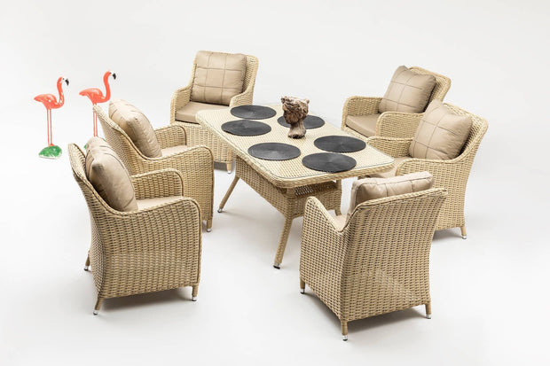 Asir Set mobilier gradina / terasa Cosmo 8 Cappuccino, masa + 8 fotolii, L200xl100xH80 cm