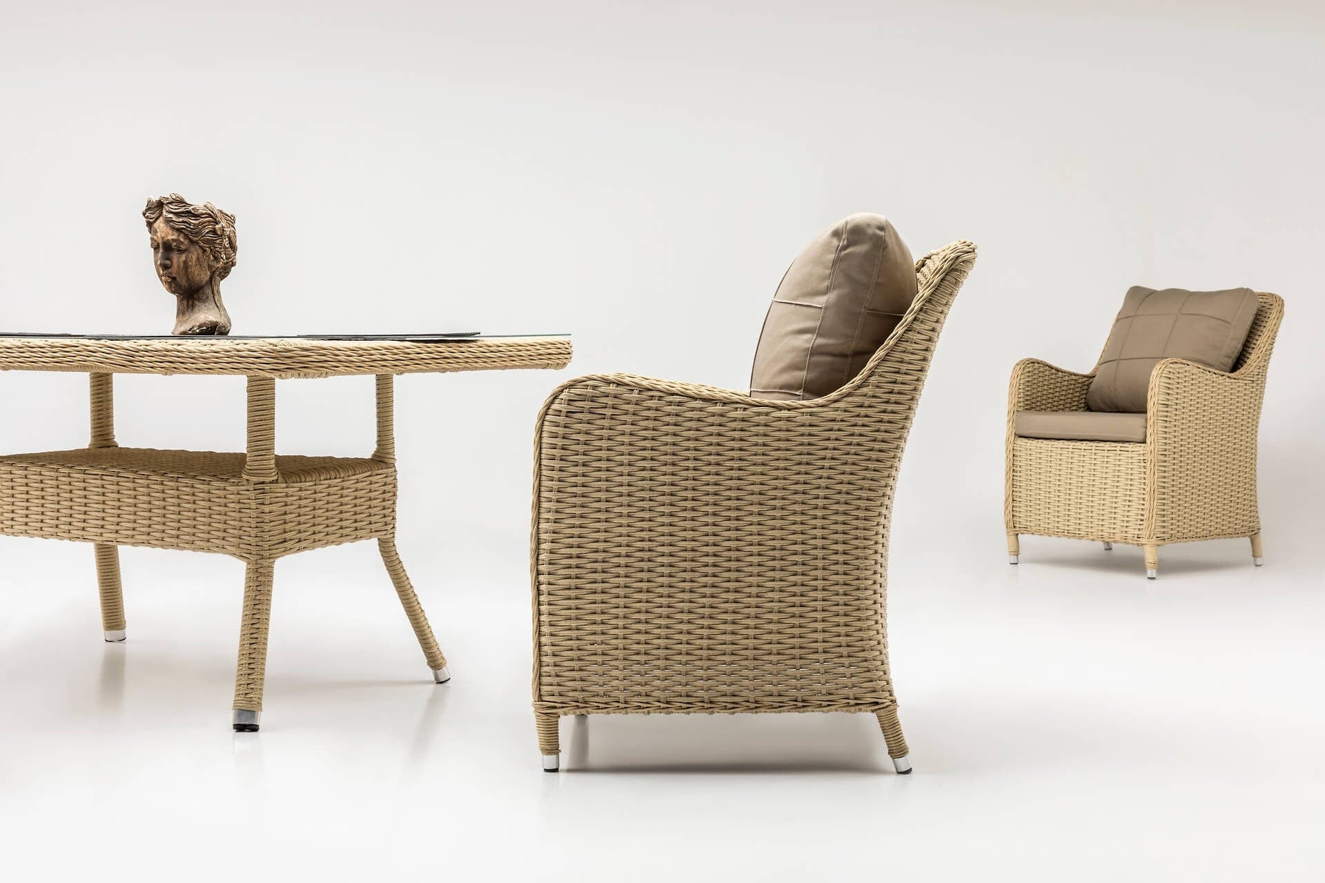 Asir Set mobilier gradina / terasa Cosmo 8 Cappuccino, masa + 8 fotolii, L200xl100xH80 cm