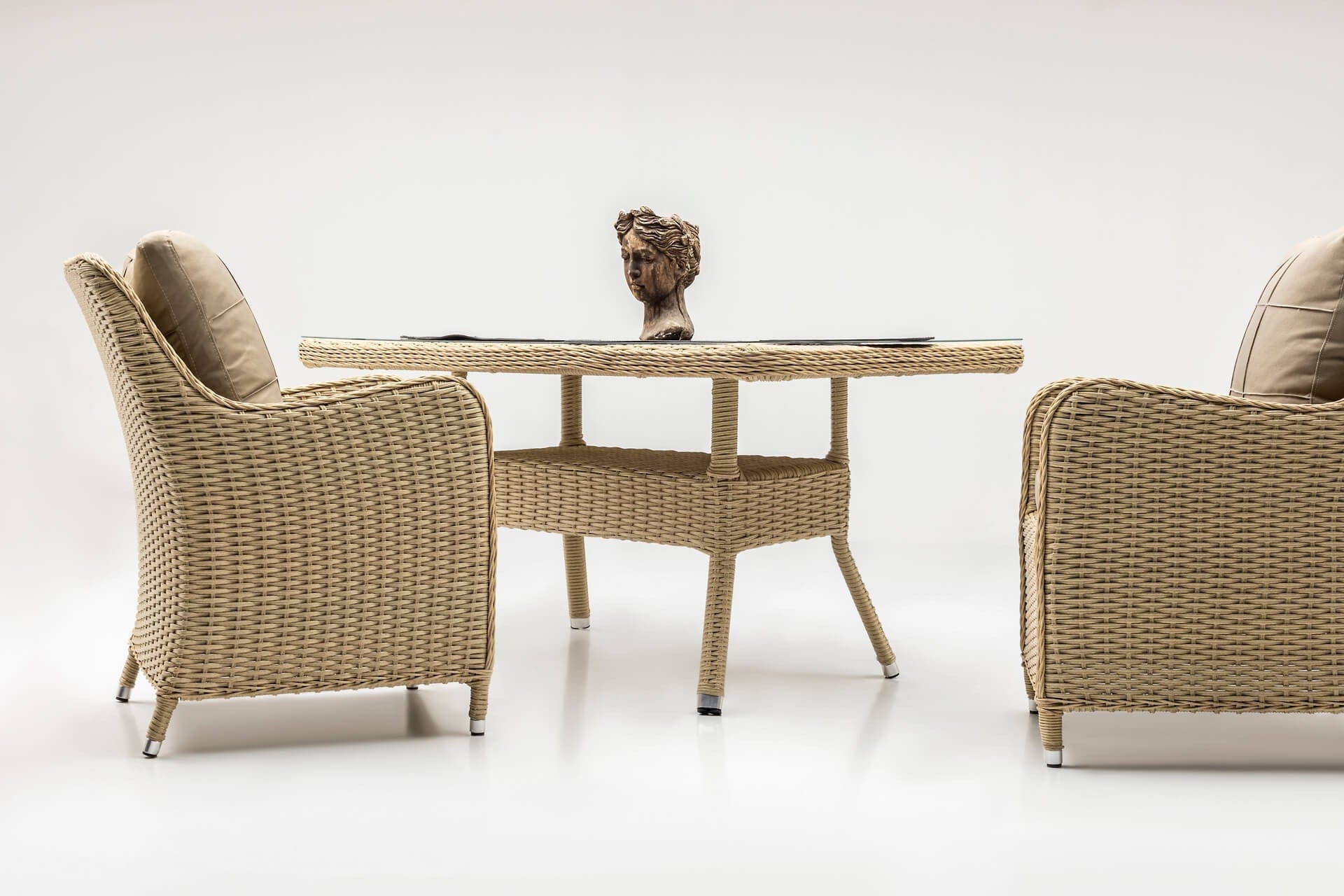 Asir Set mobilier gradina / terasa Cosmo 8 Cappuccino, masa + 8 fotolii, L200xl100xH80 cm