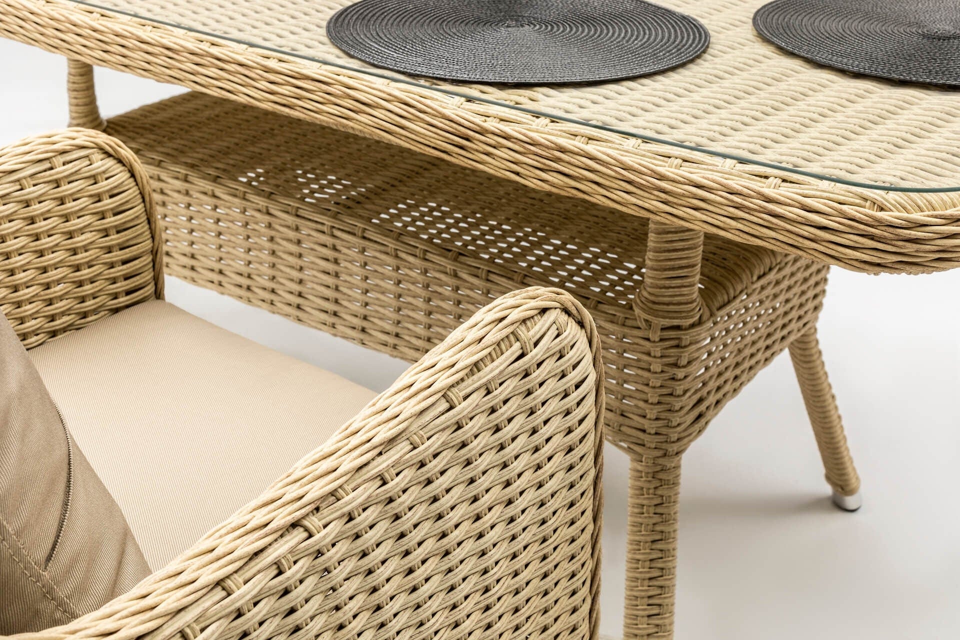 Asir Set mobilier gradina / terasa Cosmo 8 Cappuccino, masa + 8 fotolii, L200xl100xH80 cm