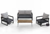 Asir Set mobilier gradina / terasa, Matis MTLKNP003 Gri / Negru, canapea 2 locuri + 2 fotolii fixe + masa de cafea