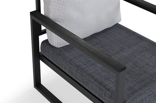 Asir Set mobilier gradina / terasa, Matis MTLKNP003 Gri / Negru, canapea 2 locuri + 2 fotolii fixe + masa de cafea