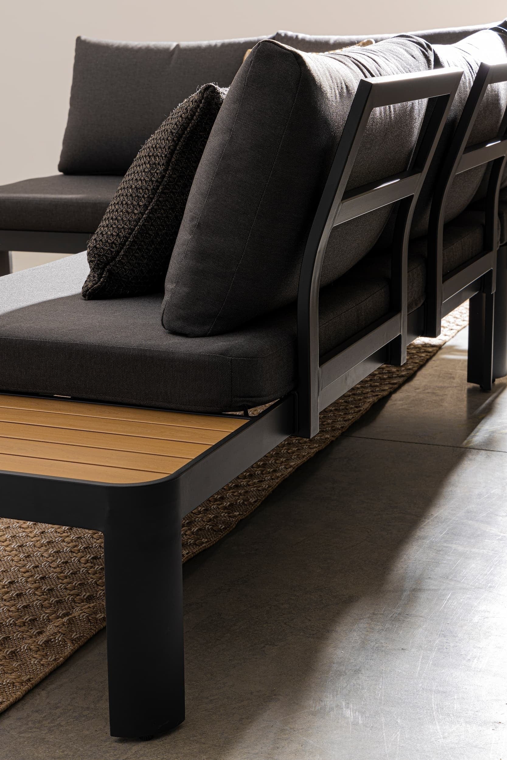 Set mobilier modular pentru gradina / terasa, Narelle Antracit / Natural, coltar 4 locuri + masa de cafea (2)