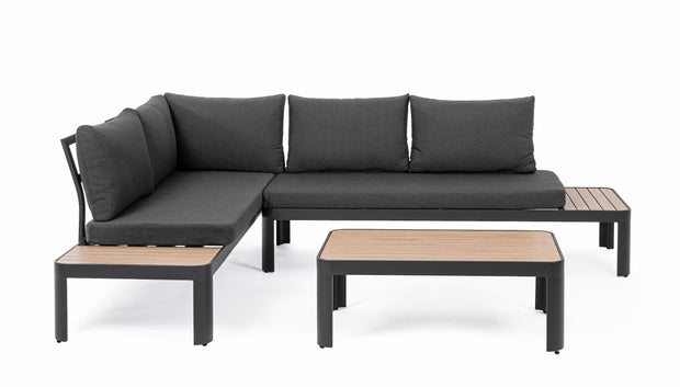 Set mobilier modular pentru gradina / terasa, Narelle Antracit / Natural, coltar 4 locuri + masa de cafea (4)