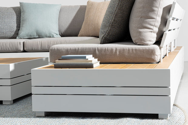 Set mobilier modular pentru gradina / terasa, Osten Gri / Natural / Alb, coltar 5 locuri + masa de cafea (2)