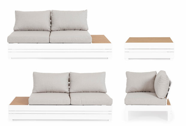 Set mobilier modular pentru gradina / terasa, Osten Gri / Natural / Alb, coltar 5 locuri + masa de cafea (5)