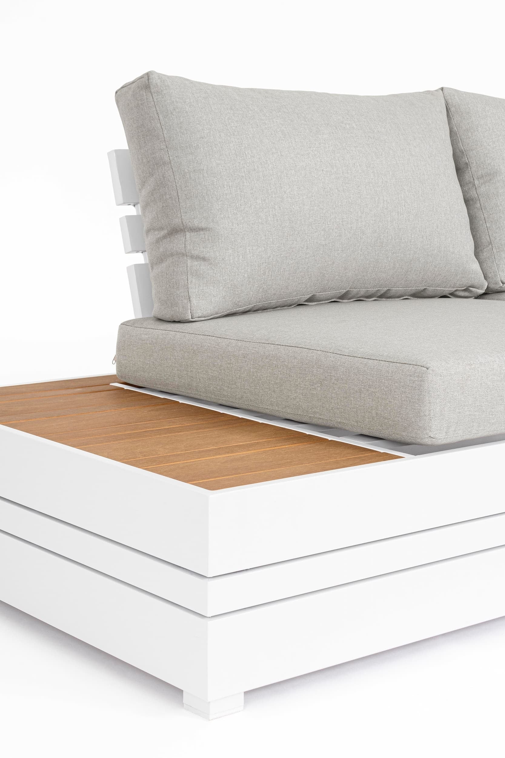 Set mobilier modular pentru gradina / terasa, Osten Gri / Natural / Alb, coltar 5 locuri + masa de cafea (8)