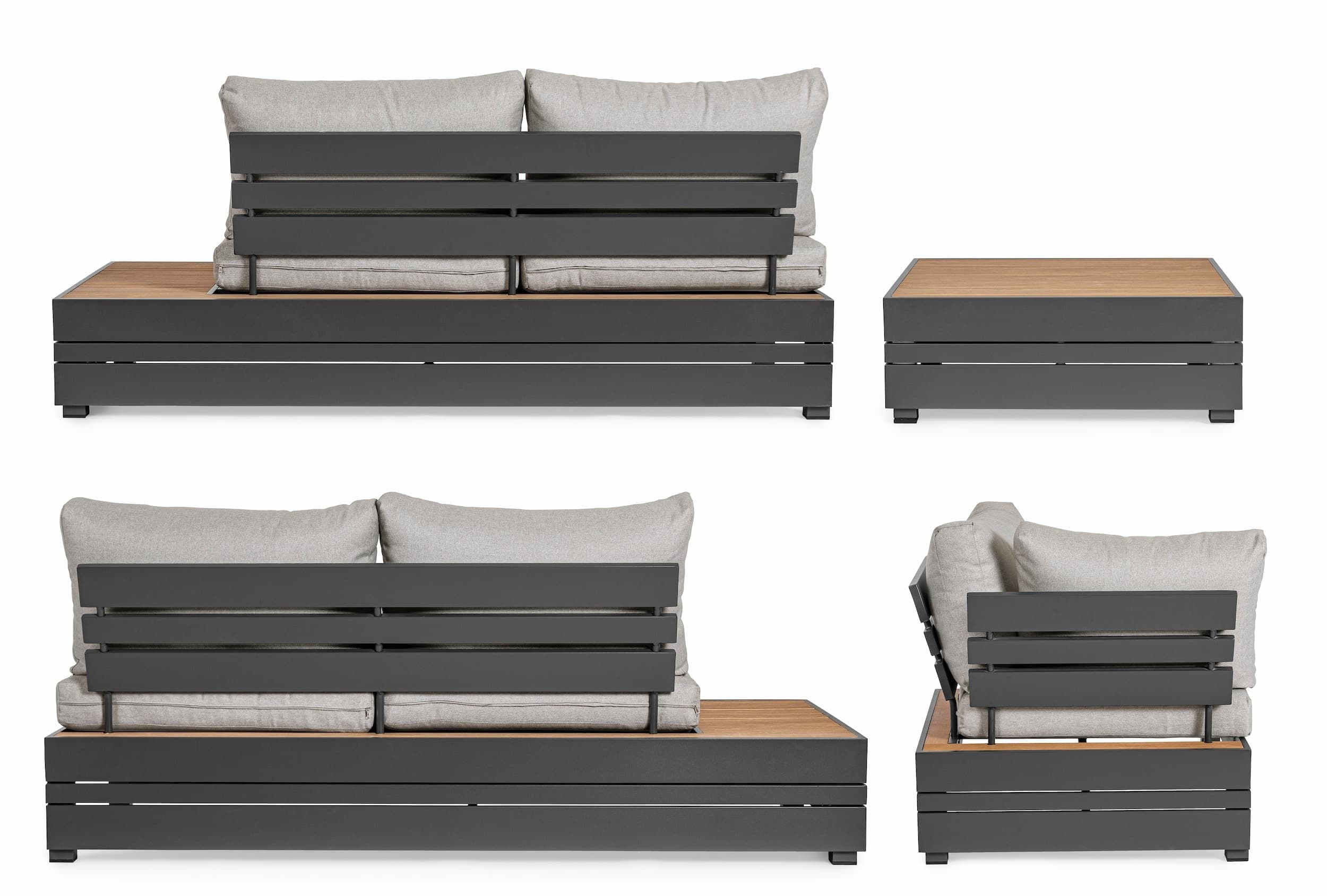 Set mobilier modular pentru gradina / terasa, Osten Gri / Natural / Antracit, coltar 5 locuri + masa de cafea (5)