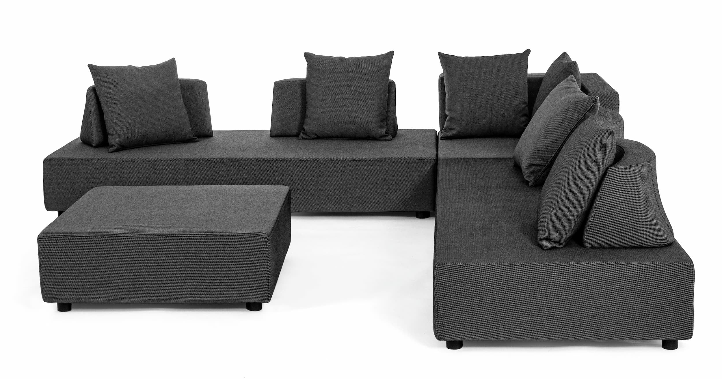 Set mobilier modular pentru gradina / terasa, Piper Antracit, coltar 5 locuri + taburet (10)