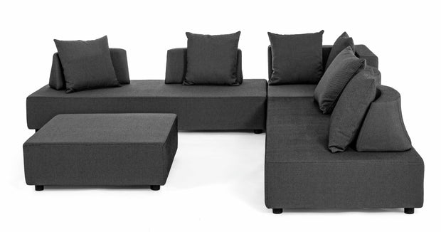 Set mobilier modular pentru gradina / terasa, Piper Antracit, coltar 5 locuri + taburet (10)