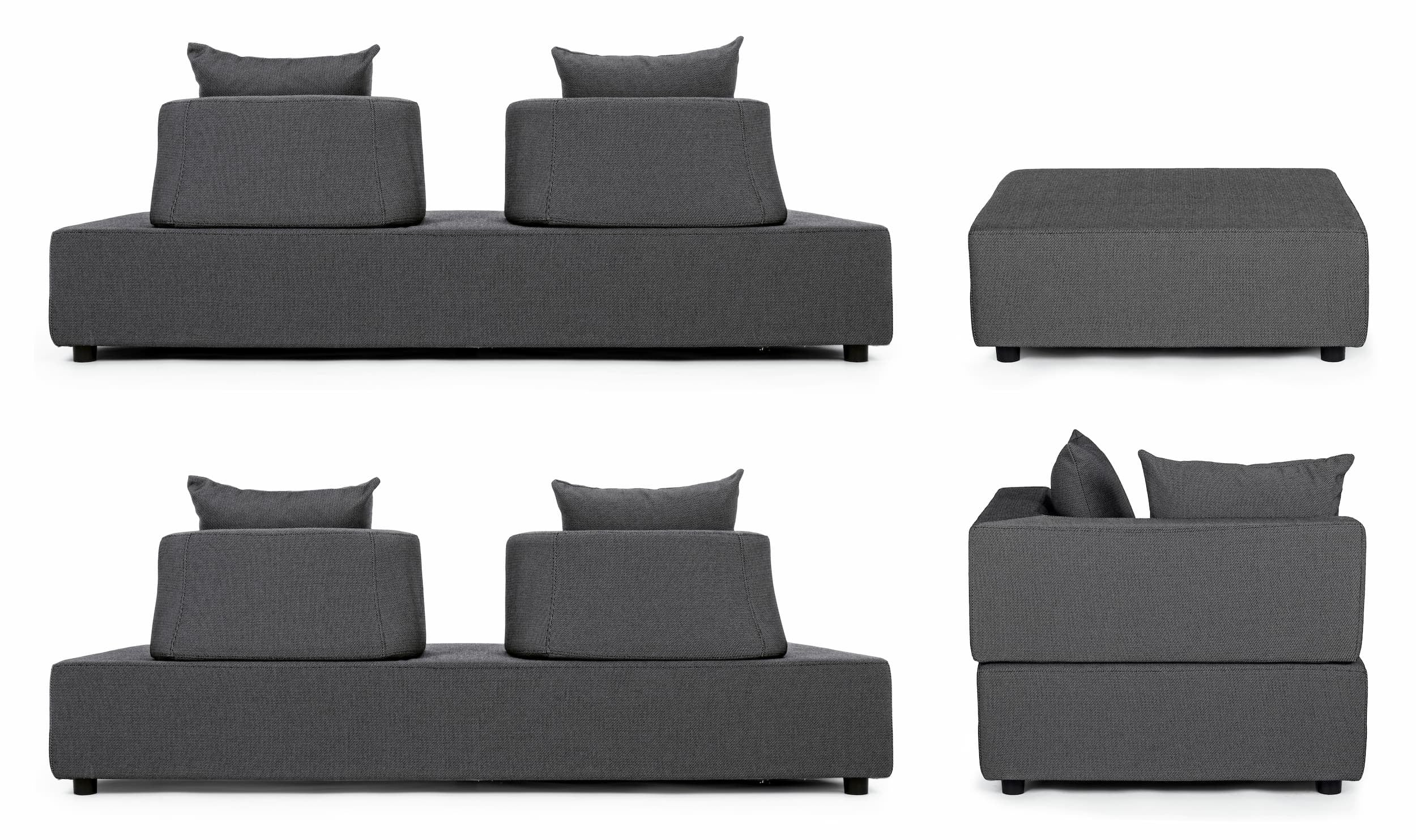 Set mobilier modular pentru gradina / terasa, Piper Antracit, coltar 5 locuri + taburet (11)