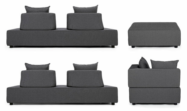 Set mobilier modular pentru gradina / terasa, Piper Antracit, coltar 5 locuri + taburet (11)
