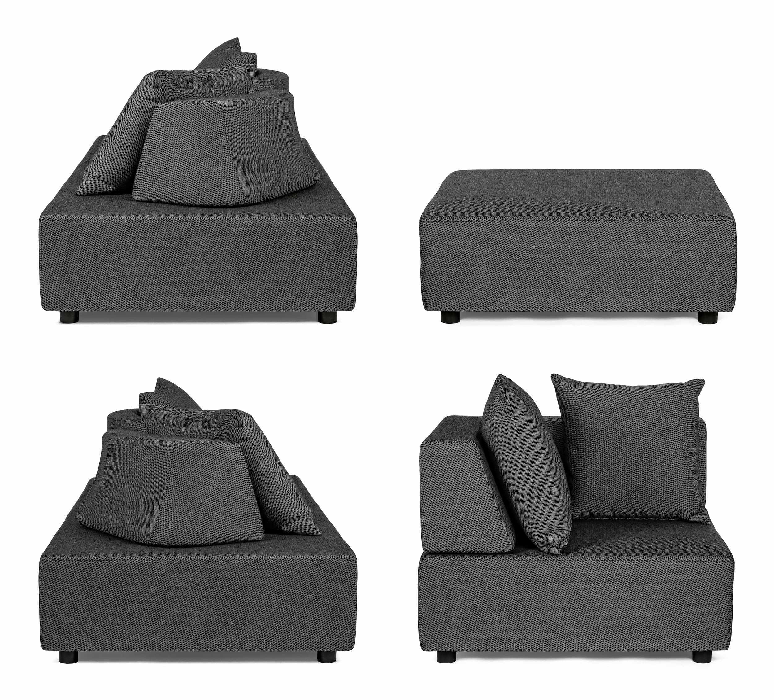Set mobilier modular pentru gradina / terasa, Piper Antracit, coltar 5 locuri + taburet (12)