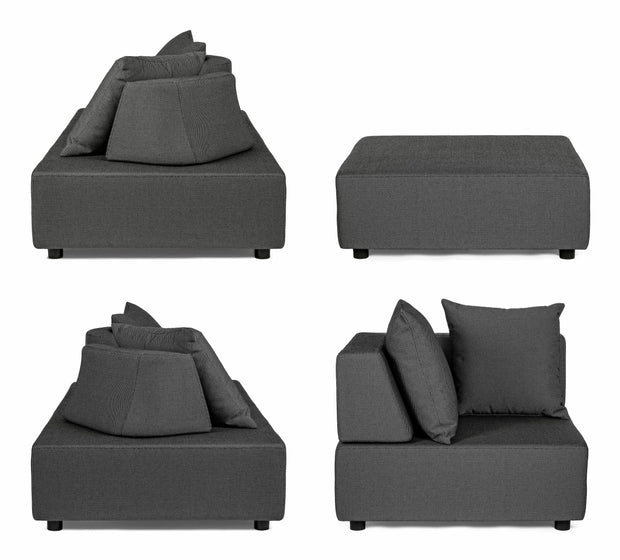 Set mobilier modular pentru gradina / terasa, Piper Antracit, coltar 5 locuri + taburet (12)