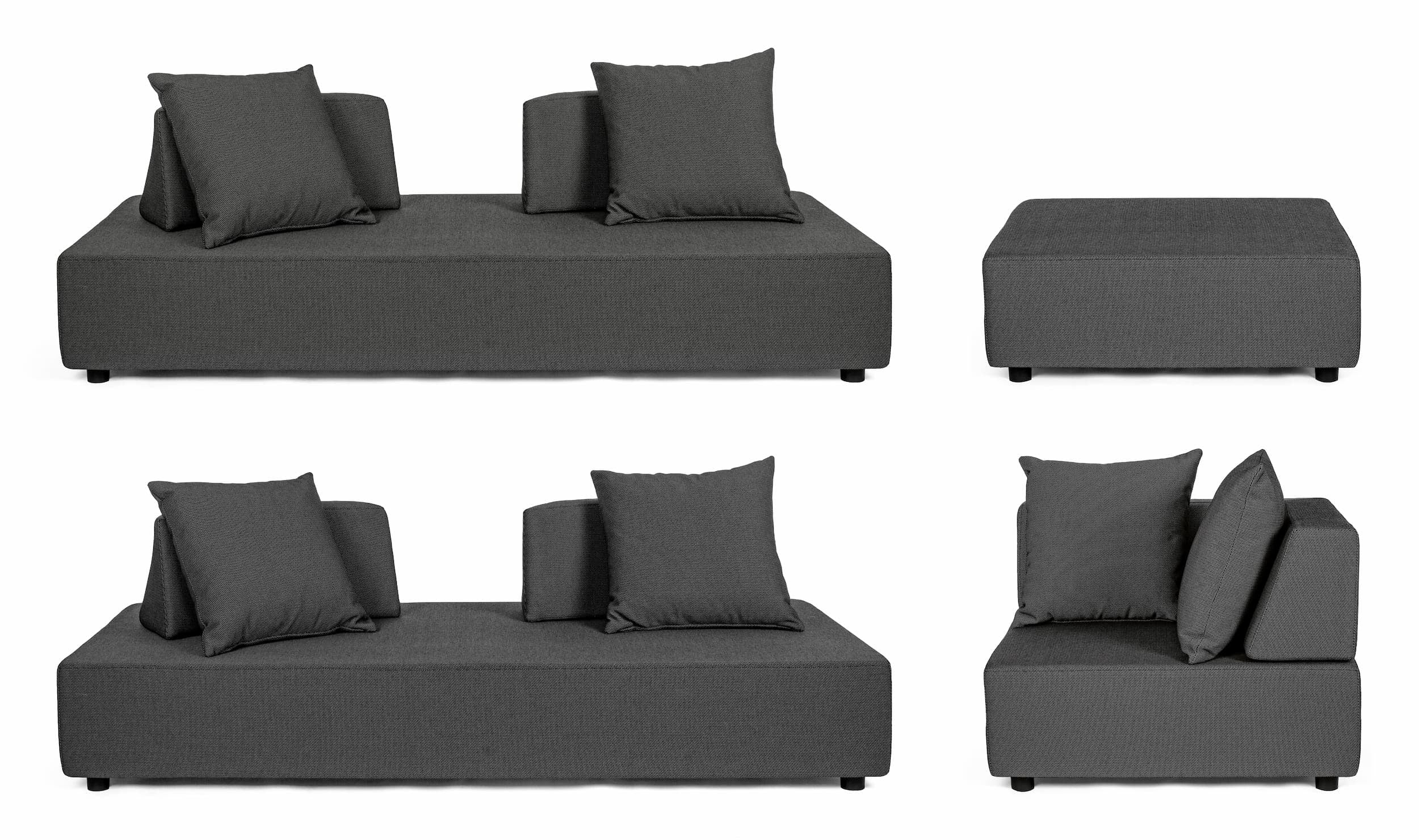 Set mobilier modular pentru gradina / terasa, Piper Antracit, coltar 5 locuri + taburet (13)