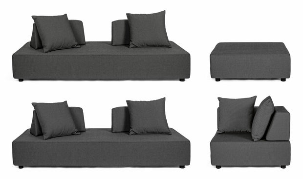 Set mobilier modular pentru gradina / terasa, Piper Antracit, coltar 5 locuri + taburet (13)