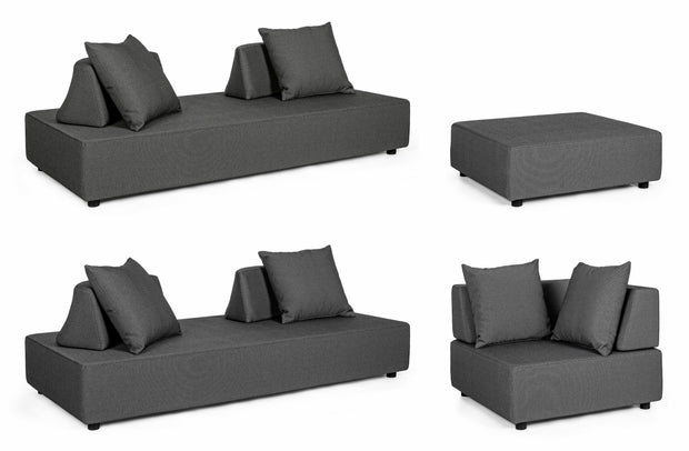 Set mobilier modular pentru gradina / terasa, Piper Antracit, coltar 5 locuri + taburet (14)