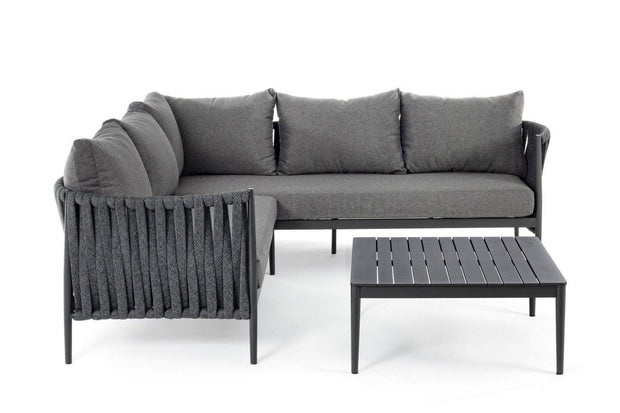 Set mobilier modular pentru gradina / terasa Rafael Antracit, coltar 5 locuri + masa de cafea (4)