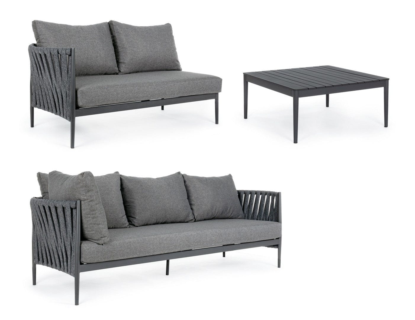 Set mobilier modular pentru gradina / terasa Rafael Antracit, coltar 5 locuri + masa de cafea (5)