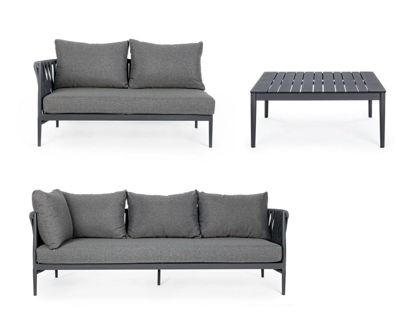 Set mobilier modular pentru gradina / terasa Rafael Antracit, coltar 5 locuri + masa de cafea (6)