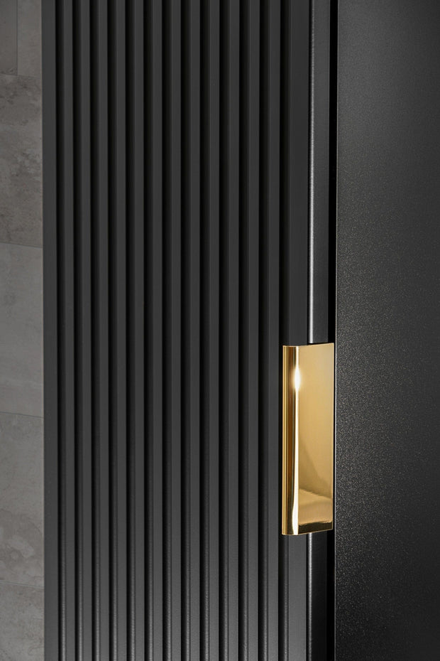 Set Mobilier pentru baie, din pal si MDF, 6 piese, 60 cm, Adel Apollo Negru Mat (2)