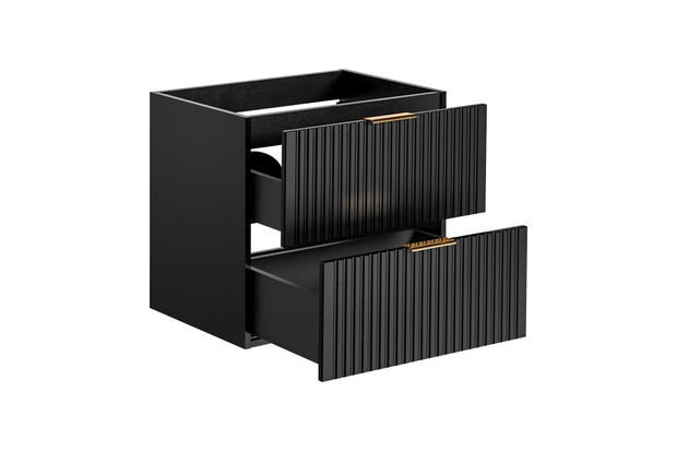 Set Mobilier pentru baie, din pal si MDF, 6 piese, 60 cm, Adel Apollo Negru Mat (7)