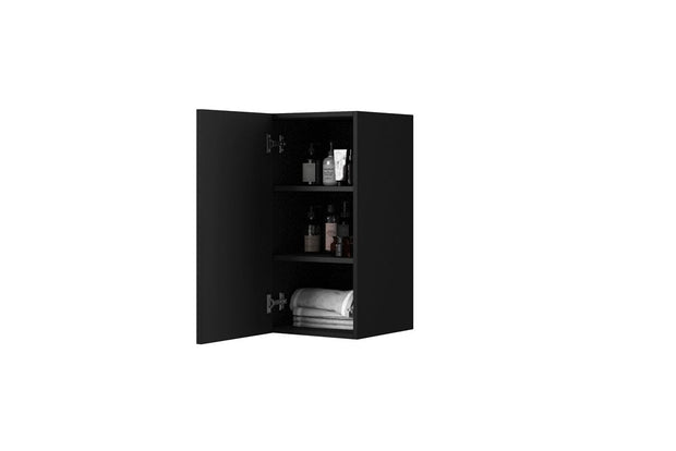 Set Mobilier pentru baie, din pal si MDF, 6 piese, 60 cm, Nicole Negru / Auriu (7)