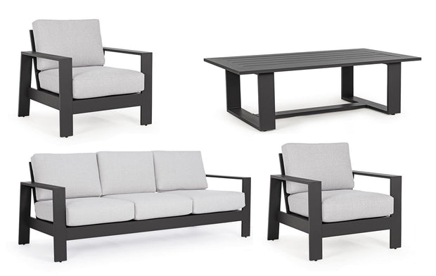 Set mobilier pentru gradina / terasa, Baltic Gri Deschis / Antracit, 2 fotolii + canapea 3 locuri + masa de cafea (2)