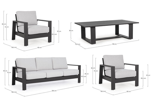 Set mobilier pentru gradina / terasa, Baltic Gri Deschis / Antracit, 2 fotolii + canapea 3 locuri + masa de cafea (10)