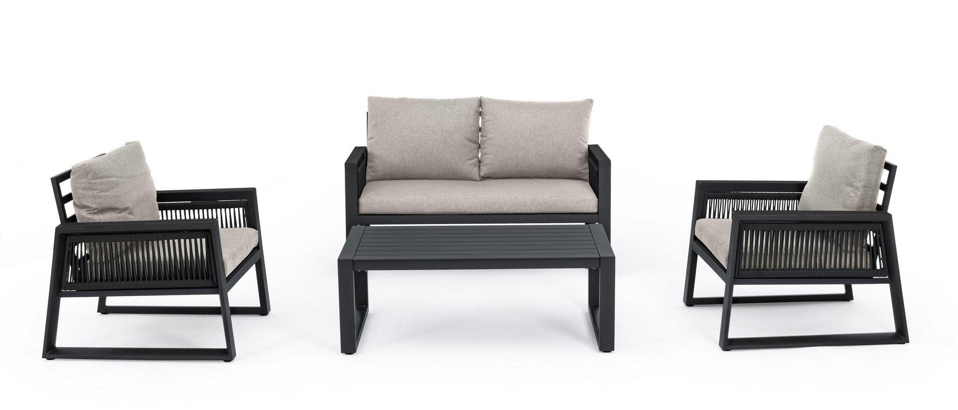 Set mobilier pentru gradina / terasa, Captiva Gri / Antracit, 2 fotolii + canapea 2 locuri + masa de cafea (2)