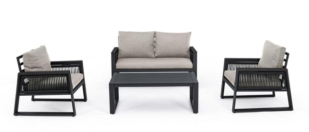 Set mobilier pentru gradina / terasa, Captiva Gri / Antracit, 2 fotolii + canapea 2 locuri + masa de cafea (2)