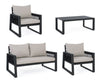 Set mobilier pentru gradina / terasa, Captiva Gri / Antracit, 2 fotolii + canapea 2 locuri + masa de cafea (3)