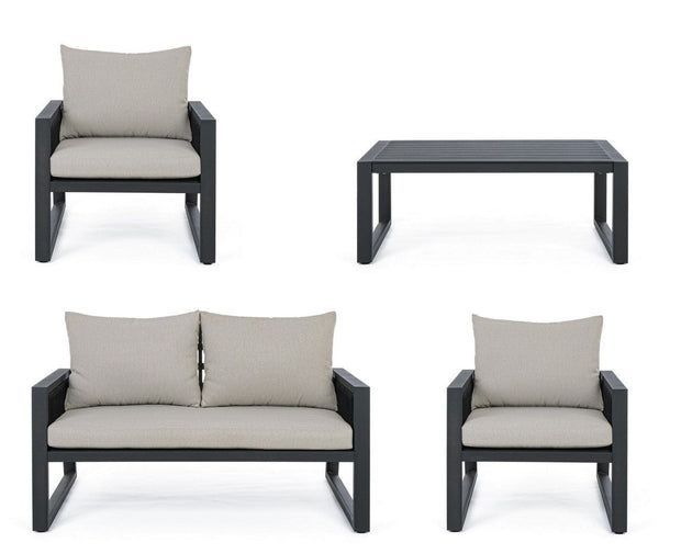 Set mobilier pentru gradina / terasa, Captiva Gri / Antracit, 2 fotolii + canapea 2 locuri + masa de cafea (4)