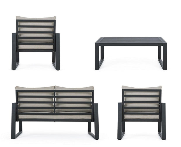 Set mobilier pentru gradina / terasa, Captiva Gri / Antracit, 2 fotolii + canapea 2 locuri + masa de cafea (5)