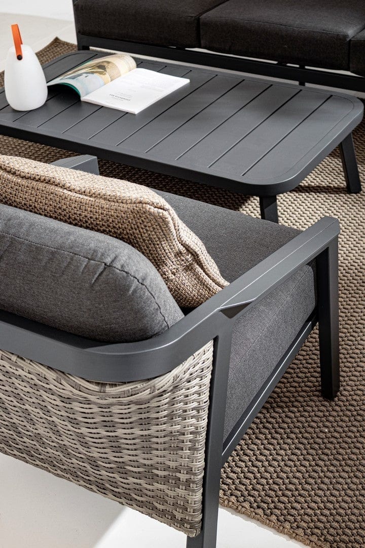 Set mobilier pentru gradina / terasa, Cordova Antracit, 2 fotolii + canapea 3 locuri + masa de cafea (2)