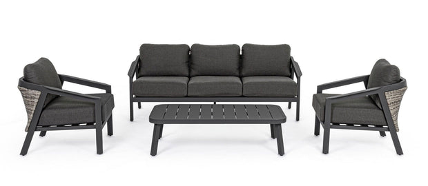 Set mobilier pentru gradina / terasa, Cordova Antracit, 2 fotolii + canapea 3 locuri + masa de cafea (3)