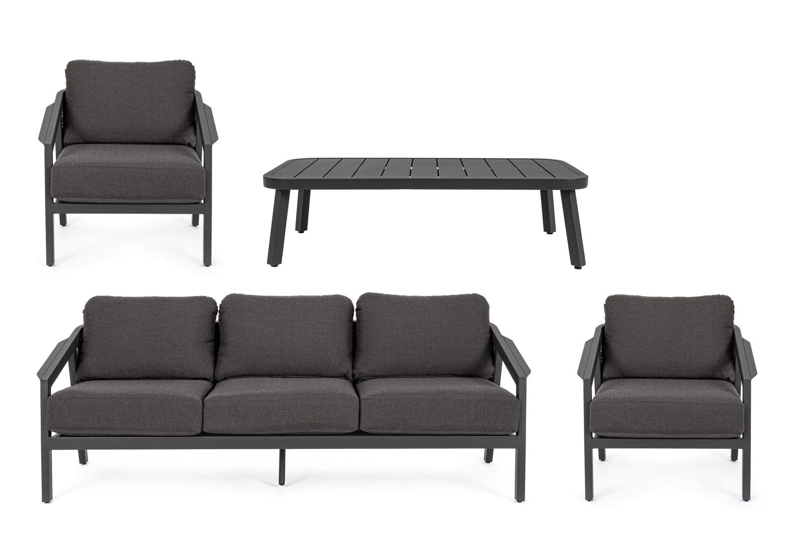 Set mobilier pentru gradina / terasa, Cordova Antracit, 2 fotolii + canapea 3 locuri + masa de cafea (5)