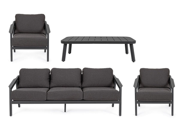 Set mobilier pentru gradina / terasa, Cordova Antracit, 2 fotolii + canapea 3 locuri + masa de cafea (5)
