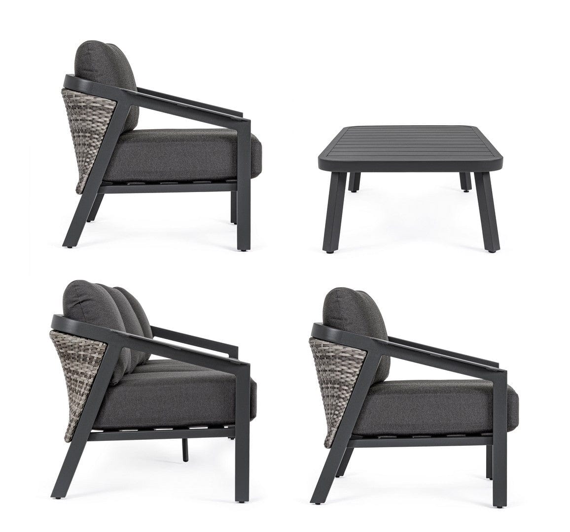 Set mobilier pentru gradina / terasa, Cordova Antracit, 2 fotolii + canapea 3 locuri + masa de cafea (7)