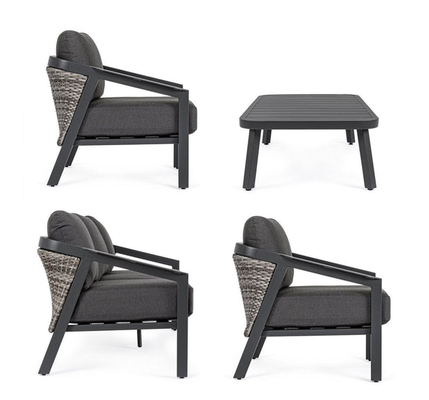 Set mobilier pentru gradina / terasa, Cordova Antracit, 2 fotolii + canapea 3 locuri + masa de cafea (7)