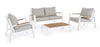 Set mobilier pentru gradina / terasa, Einar Natural / Alb, 2 fotolii + canapea 2 locuri + masa de cafea