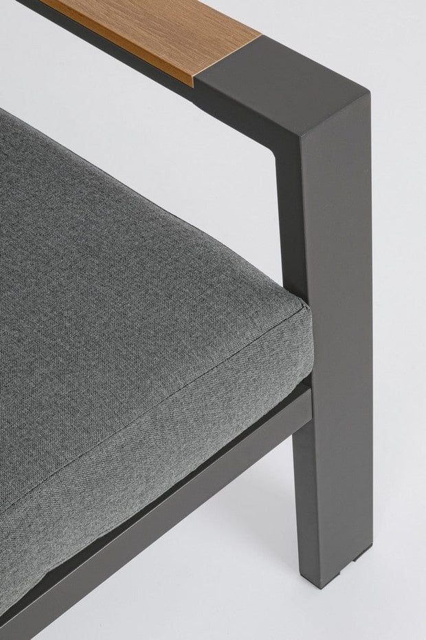 Set mobilier pentru gradina / terasa, Einar Natural / Antracit, 2 fotolii + canapea 2 locuri + masa de cafea (9)