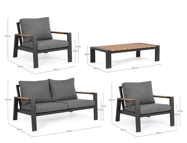 Set mobilier pentru gradina / terasa, Einar Natural / Antracit, 2 fotolii + canapea 2 locuri + masa de cafea (11)