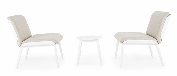Set mobilier pentru gradina / terasa, Isabela Bej / Alb, 2 fotolii + masa de cafea (3)