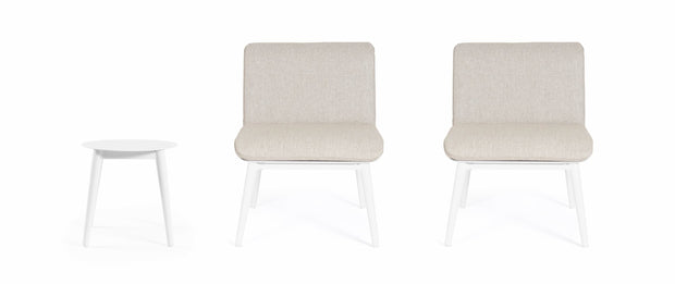 Set mobilier pentru gradina / terasa, Isabela Bej / Alb, 2 fotolii + masa de cafea (4)